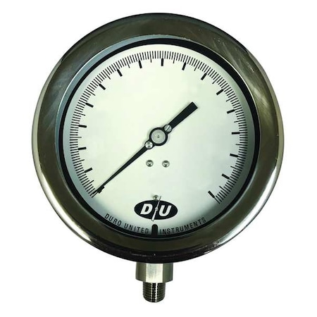 Compound Gauge, -30 To 0 To 15 In Hg/psi, 1/4 In MNPT, Silver