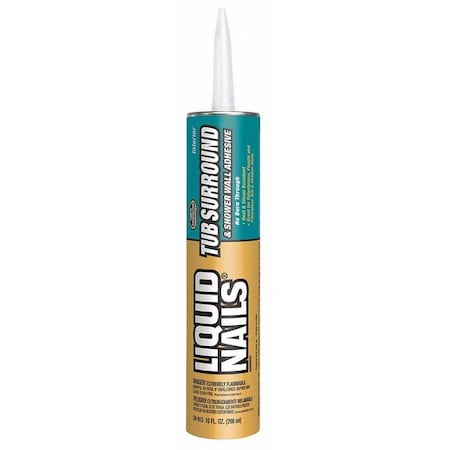 Tub Surround Construction Adhesive, Tub Surround & Shower Wall Series, Off-White, 10 Oz, Cartridge