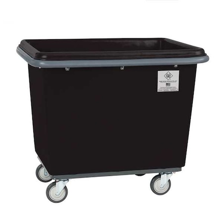 Poly Cube Truck With Air Cushion Bumper And Steel Base, 10 Bushel, Black