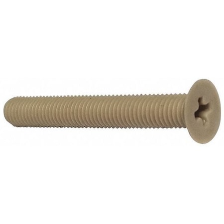 1/4-20 X 1/4 In Slotted Flat Machine Screw, Plain PEEK, 10 PK