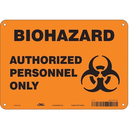 Biohazard Sign, 7 In H, 10 In W, Polyethylene, Vertical Rectangle, English, 447V72