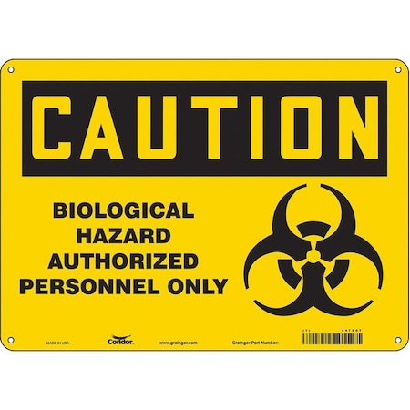 Biohazard Sign, 10 In H, 14 In W, Horizontal Rectangle, English, 447X07
