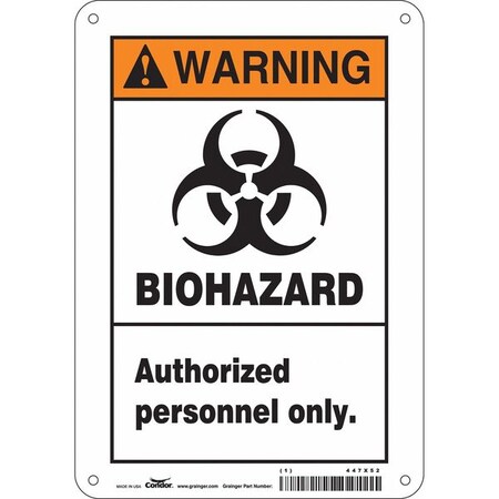 Biohazard Sign, 10 In H, 7 In W, Horizontal Rectangle, English, 447X52