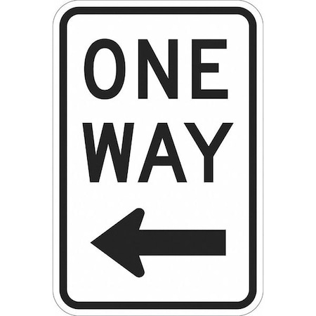 One Way Traffic Sign, 18 In H, 12 In W, Aluminum, Vertical Rectangle, English, T1-1015-DG_12x18