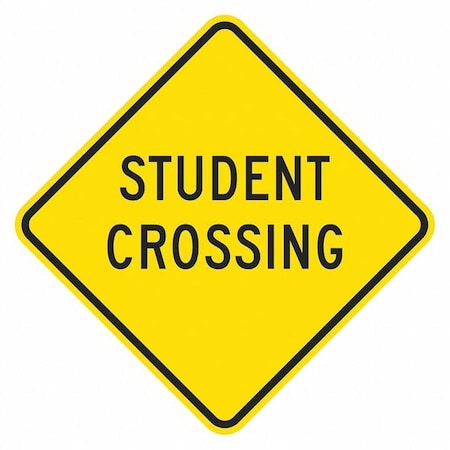 Student Crossing Traffic Sign, 12 In H, 12 In W, Aluminum, Diamond, English, T1-1614-HI_12x12