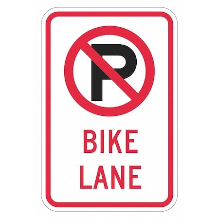 No Parking Bike Lane Sign,18 X 12, T1-2920-DG_12x18