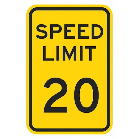 Speed Limit Warning Traffic Sign, 18 In H, 12 In W, Aluminum, Vertical Rectangle,T1-5018-DG_12x18