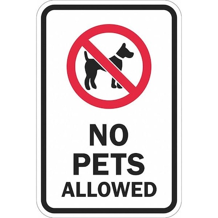 Reflective No Pets Sign,18x12in,Aluminum