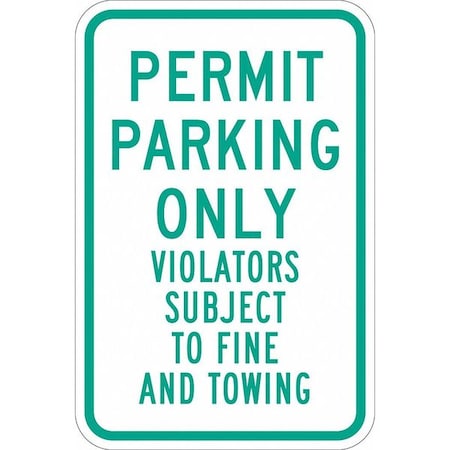 Permit Parking Sign,18 X 12, T1-1195-DG_12x18