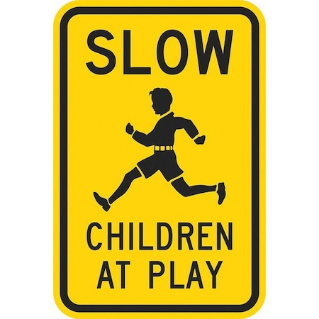 Children At Play Traffic Sign, 24 In H, 18 In W, Aluminum, Vertical Rectangle,T1-1025-EG_18x24