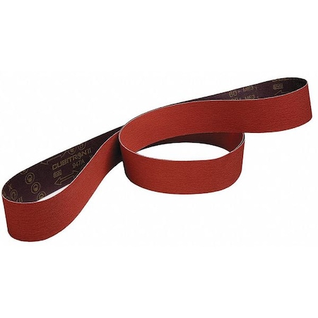 Sanding Belt, Coated, 2 In W, 132 In L, 120 Grit, Fine, Ceramic, 947A, Maroon