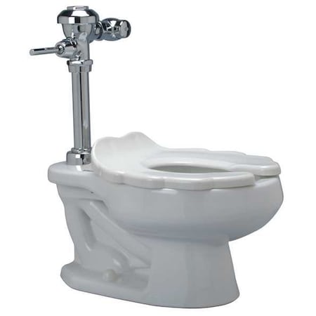 Flush Valve Toilet, 1.28 Gpf, Siphon Jet, Floor Mount Mount, Elongated, Seat: White