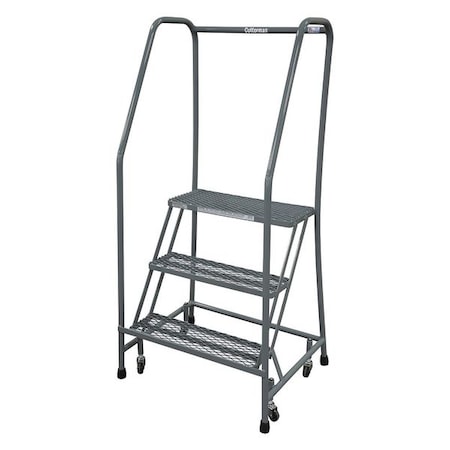 60 In H Stainless Steel Rolling Ladder, 3 Steps