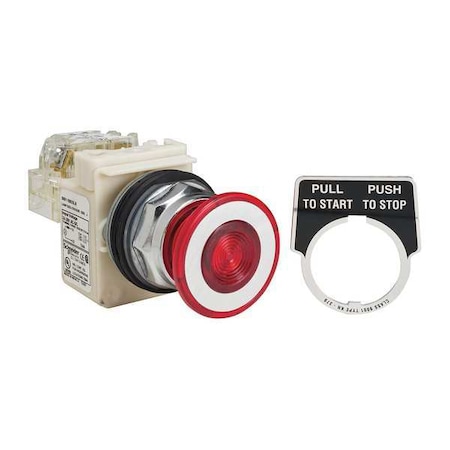 Illuminated Push Button, 30 Mm, 1NO/1NC, Red