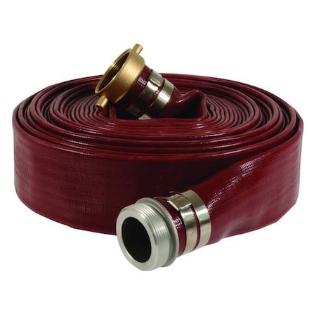 2 ID X 25 Ft PVC Water Discharge Hose 150 PSI RD, Color: Red