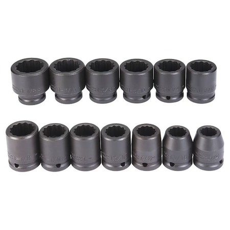 3/4 Drive Impact Socket Set, SAE, 13 Pcs