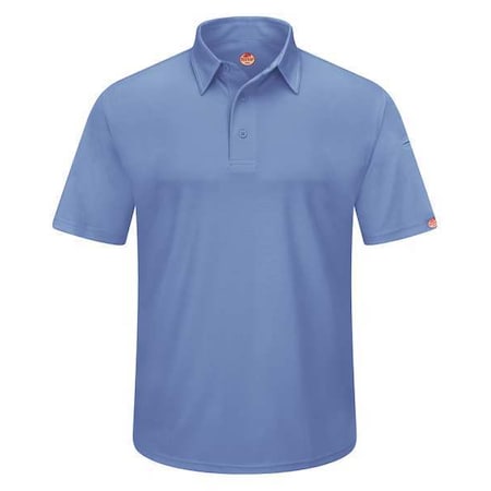 Short Sleeve Polo,5XL,Med Blue,Button