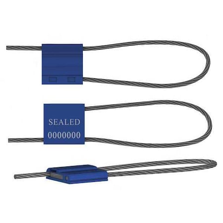 Cable Seal 12 X 9/64, Aluminum, Blue, Pk50