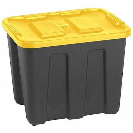Storage Tote With Snap Lid, Black/Yellow, Polyethylene, 22 1/2 In L, 17 1/2 In W, 16 1/2 In H
