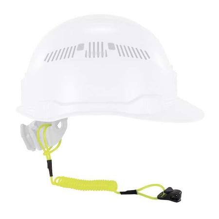 Coil Hard Hat Lanyard,Clamp,13in. L,Lime