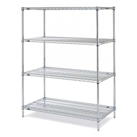 Wire Shelving Unit, 24D X 60W X 74-5/8H, 4 Shelves, Chrome