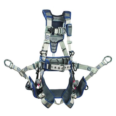 Full Body Harness, Vest Style, 2XL, Repel(TM) Polyester, Blue/Gray