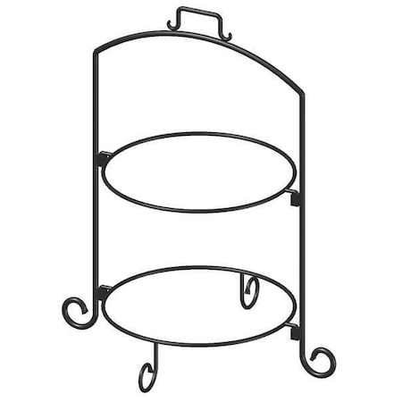 Square Plate Stand,Blk,Iron,2 Tier,14In