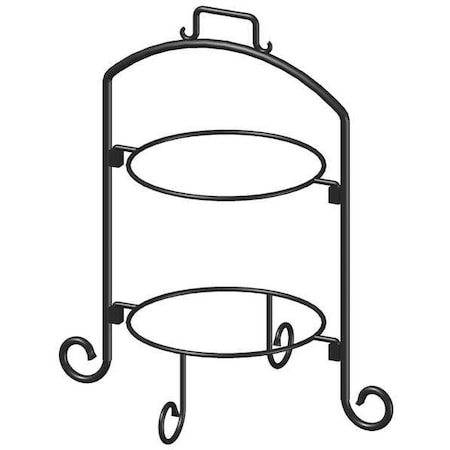 Round Plate Stand,Black,Iron,2 Tier,9 In