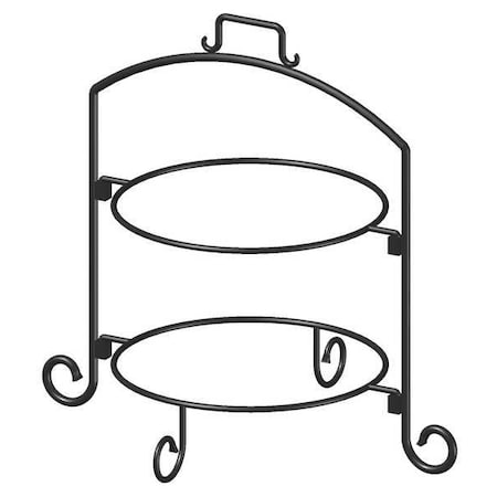 Round Plate Stand,Black,Iron,2 Tier,12In