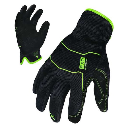 Mechanics Gloves, S, Black/Green, Single Layer, Spandex