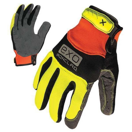 Hi-Vis Mechanics Gloves, S, Orange/Yellow, Single Layer, Spandex, Neoprene