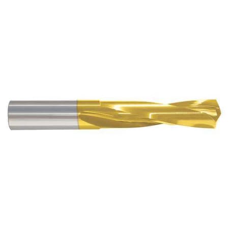 Screw Machine Drill Bit, 13/64 In Size, 135  Degrees Point Angle, Solid Carbide, TiN Finish