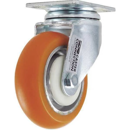 Swivel Plate Caster,Polyurethane,400 Lb.