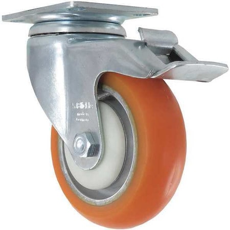 Swivel Plate Caster,Polyurethane,400 Lb.