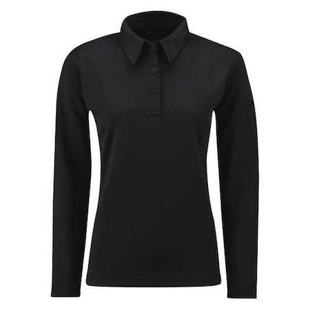 Long Sleeve Polo,XS,Black,Womens