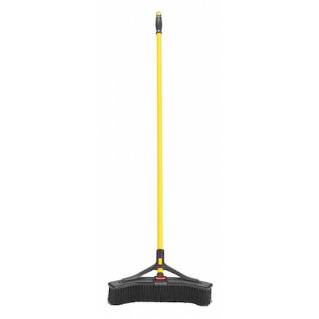 18 In Sweep Face Broom, Medium, Synthetic, Black, 58 In L Handle