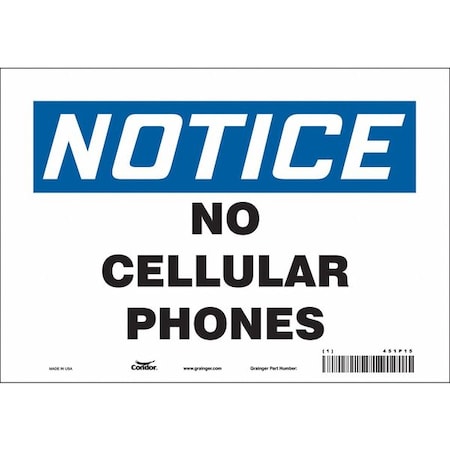 Safety Sign Cell Phone, 7 In H, 10 In W, Vinyl, Vertical Rectangle, English, 451P15