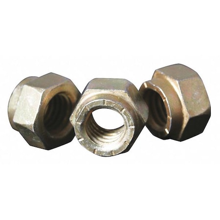 Top Lock Distorted Thread Lock Nut, 1-1/4-7, Steel, Grade 9, Waxed Zinc Yellow, 1-17/64 In Ht