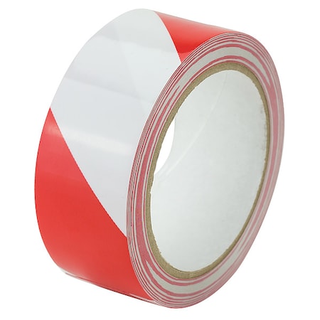 Warning Tape,Striped,Red/White,1-1/2 W