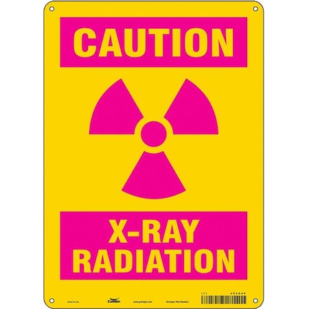 Radiation Sign, 14 In H, 10 In W, Aluminum, Vertical Rectangle,452A46