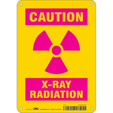 Radiation Sign, 10 In H, 7 In W, Vinyl, Horizontal Rectangle,452A49