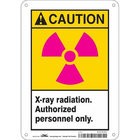 Radiation Sign, 10 In H, 7 In W, Vinyl, Horizontal Rectangle,452A68