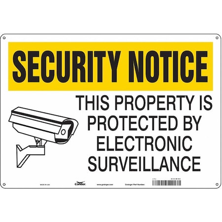 Security Sign, 14 In H, 20 In W, Polyethylene, Horizontal Rectangle, English, 453N96