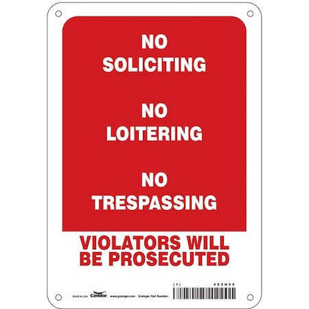 Security Sign, 10 In H, 7 In W, Polyethylene, Horizontal Rectangle, English, 453N55