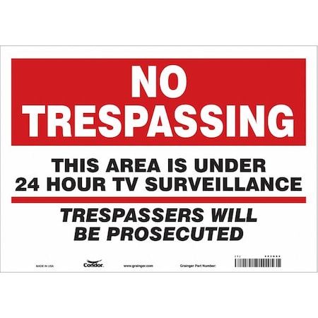 Safety Sign, 10 In Height, 14 In Width, Vinyl, Horizontal Rectangle, English, 453N64