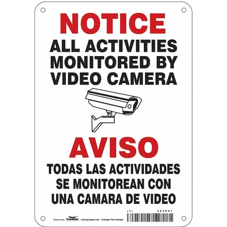Security Sign, 10 In H, 7 In W, Aluminum, Horizontal Rectangle, English, 453P81