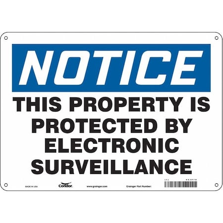 Security Sign, 10 In H, 14 In W, Polyethylene, Horizontal Rectangle, English, 453P70