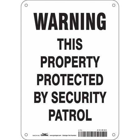 Security Sign, 10 In H, 7 In W, Polyethylene, Horizontal Rectangle, English, 453R88