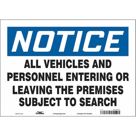 Security Sign, 10 In H, 14 In W, Vinyl, Horizontal Rectangle, English, 453R27