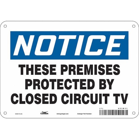 Security Sign, 7 In H, 10 In W, Polyethylene, Vertical Rectangle, English, 453R31